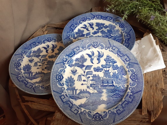 Blue Willow Plates Set of 3 Vintage 9.25 Dinner / - Etsy Australia