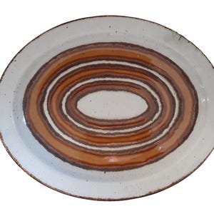 Vintage Platter Stonehenge Midwinter Ltd. Oval Platter in Earth Pattern 1973-82 Speckled Browns Rust Tan Rings White Serving Tray Wall Decor