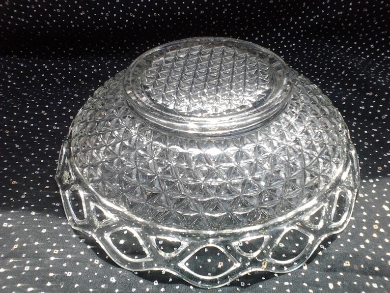 Imperial Glass Ohio Lace Edge Clear Diamond Pattern 10.5 Bowl