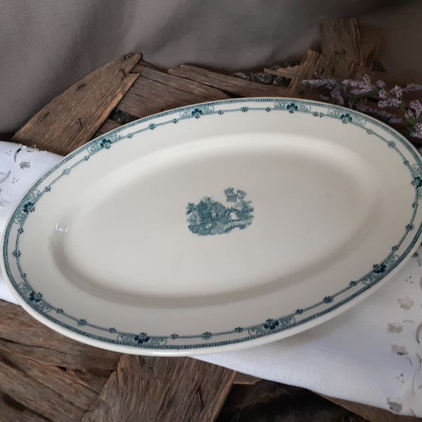 1908-1933 Grindley, England Hotel Ware Carlton Blue Oval Platter - Vintage Serving Platter, Blue & White China, Restaurant Ware, Wall Decor