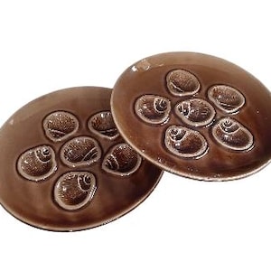 Niderviller French Escargot Plates - Set of 2 - Vintage French Snail Serving Plates / Seafood Dishes / Serving Dishes / Hor D&#39;oeuvres