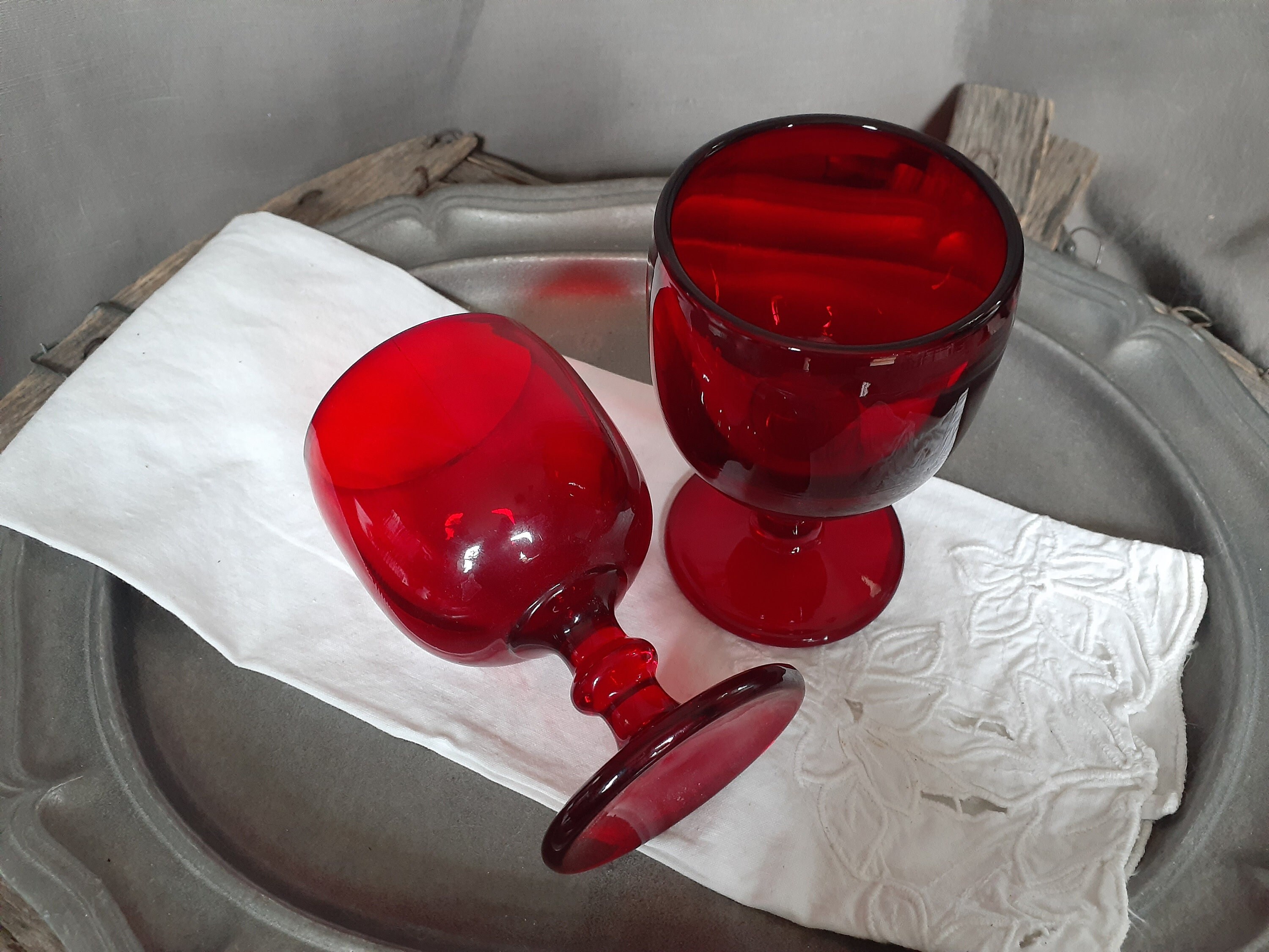 ❃US❃Vintage❃ゴブレット Imperial Glass Wine Goblets 1966-72 - PAIR of Hoffman House