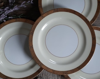 Vintage Noritake Salad Plates (Set of 4): Goldkin Floral Regency Dinnerware
