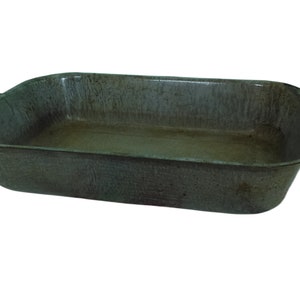 Vintage Gray Graniteware Baking Pan w/D-Loop Handles Antique Farmhouse Country Kitchen Rustic Cabin