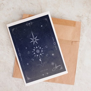 Cartão de aniversário exclusivo, carta de tarô de Aquário, carta de tarô da estrela, cartão de aniversário de tarô, carta de Aquário, astrologia