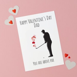 Buon San Valentino papà, sei sopra la media, biglietto di San Valentino per papà, San Valentino per golfista, biglietto per papà golfista, biglietto per papà