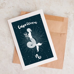 Carte d'anniversaire unique, carte pour Capricorne, carte d'anniversaire Capricorne, cadeau Capricorne, carte du zodiaque