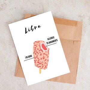 Cartão de saudação de Libra, cartão de aniversário de Libra, presente de Libra, cartão do zodíaco, Libra, astrologia