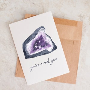 Crystal Card, You're a real gem, Unique Birthday Card, Unique Thank You Card, Astrology Card, Thank You Card, Card For Best Friend