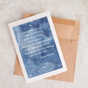 Carte de sympathie, citation d'étoiles dans le ciel, carte de condoléances, carte de pensée pour vous, carte pour veuve, enterrement