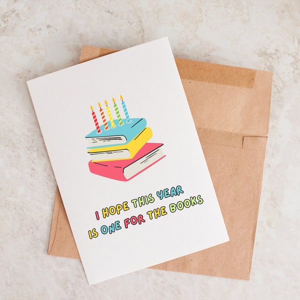 One For The Books, Happy Birthday Card, Book Lover Birthday, Book Card, Birthday Card