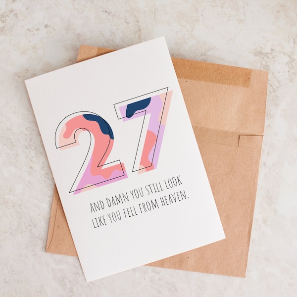 Funny 27th Birthday Card, 27th Birthday, 27th Birthday Card, Birthday Card For Her, Birthday Card For Him, 27th