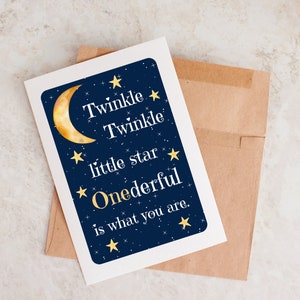 Unique First Birthday Card, Onederful Is What You Are, Stars and Moons One Year Birthday Card, Card For First Birthday, First Birthday