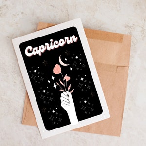 Carte Capricorne unique, carte d'anniversaire Capricorne, cadeau Capricorne, carte astrologie