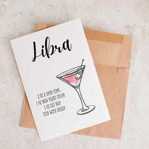 Cartão de aniversário de Libra, cartão de aniversário exclusivo, cartão para Libra, cartão de aniversário de astrologia, cartão para aniversário