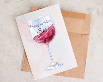 Personalized Birthday Card, Birthday Card For Mom, Birthday Card For Her, Wine Birthday Card, Birthday Card, Wine gift