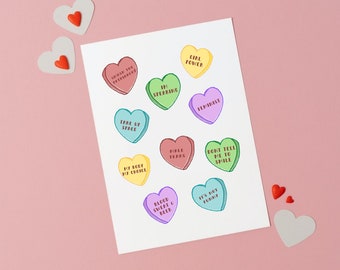 Feminist Candy Hearts, Feminist Valentine's Card, Galentine's Card, Card For Feminist Friends