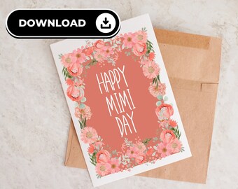 Floral Mimi Mother's Day Card, Printable 5x7 (PDF)