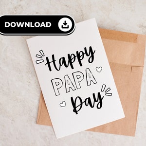 Printable Card For Papa, Happy Papa Day, Card For Papa On Father's Day, Unique Father's Day Card, Gift For Papa