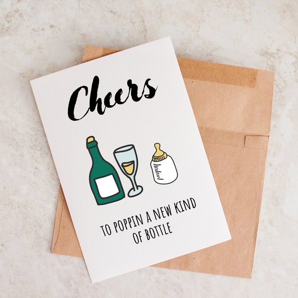 Funny Card For Baby Shower, Baby Shower Card, Pregnancy Card, Card For New Parents