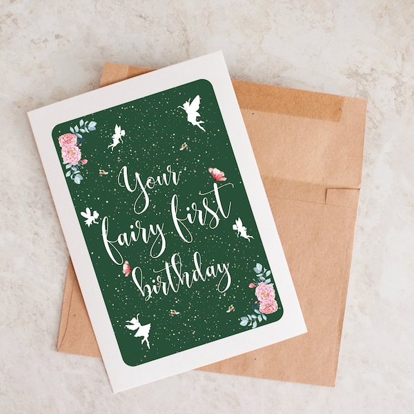 Unique First Birthday Card, Fairy First Birthday Card, Card For First Birthday, Card For Turning One, Enchanted Forest Birthday Card