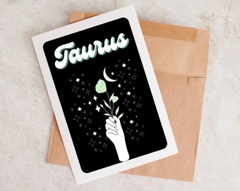 Taurus Zodiac Card, Astrology Birthday Card, Card For Taurus, Taurus Gift, Celestial Birthday Card, Taurus