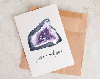 Crystal Card, You're a real gem, Unique Birthday Card, Unique Thank You Card, Astrology Card, Thank You Card, Card For Best Friend