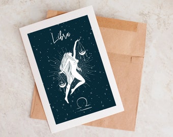 Carte d&#39;anniversaire Balance : carte d&#39;art astrologique unique