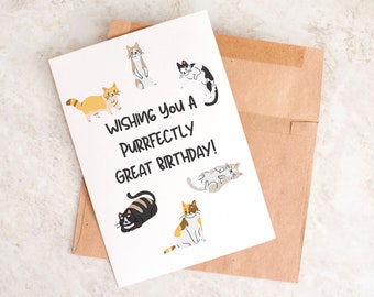 Purrfect Cat Birthday Card, Gift For Cat Lover