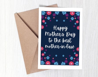 Bonne fête des mères carte belle-mère, carte belle-mère, carte florale fête des mères, carte belle-mère, cadeau