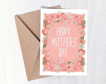 Floral Mother's Day Card, Flower Arrangement Card For Mom, Card For Mom, Mother's Day Card