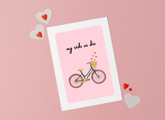 Worry Less Design Biglietto Di San Valentino Per Ciclisti - 15x15 Cm Con Busta Kraft, Messaggio Divertente Per Appassionati Di Bici - 4