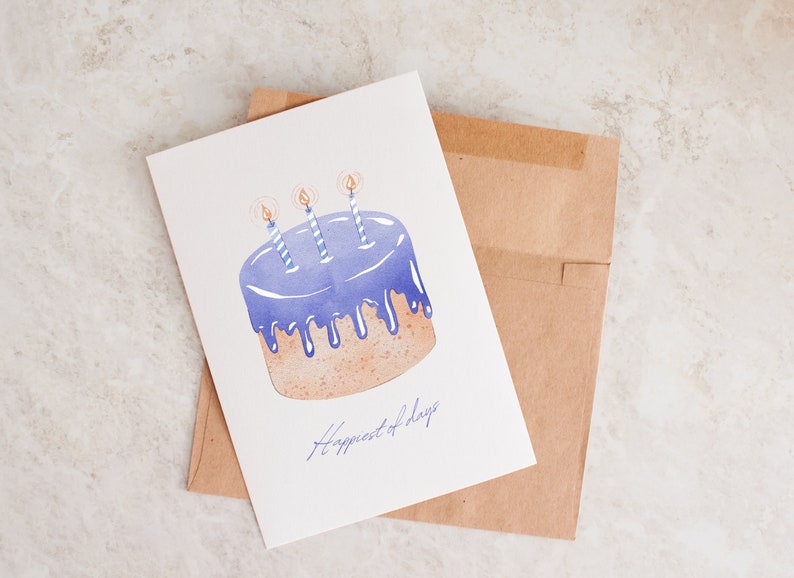 Happiest Of Days, Happy Birthday Card, Watercolor Birthday, Unique Birthday Card, Card For Her, Card For Him, Birthday image 1