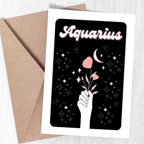 Unique Aquarius Birthday Card, Card For Aquarius, Aquarius Gift, Astrology Birthday Card, Aquarius, Astrology