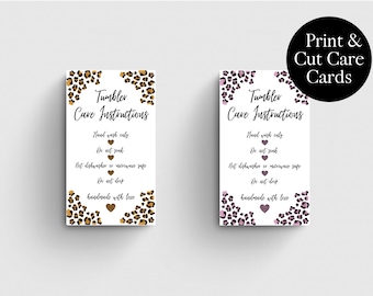 Leopard Tumbler Care Instructions Card: Printable Washing Guide (Digital Download)