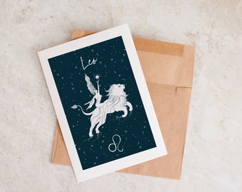 Leo Birthday Card, Zodiac Birthday Card, Astrology Card, Leo Gift, Card For Leo, Leo, Unique Birthday Card