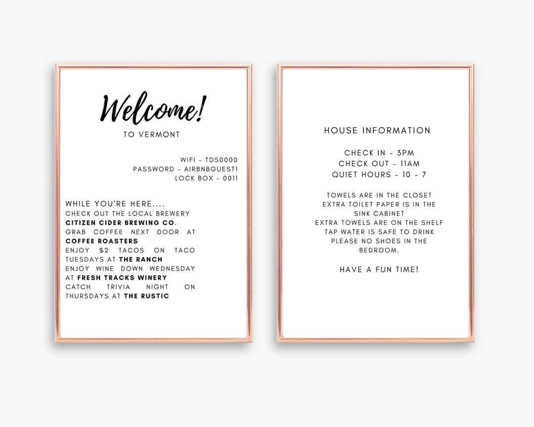 Printable and Editable Vacation Rental Welcome Sign, House Rental Sign ...