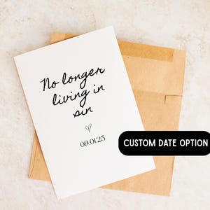 Funny Wedding Card: No Longer Living In Sin - Custom Date