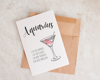 Funny Birthday Card, Aquarius Birthday, Card For Aquarius, Astrology Card, Astrology Birthday, Aquarius, Astrology