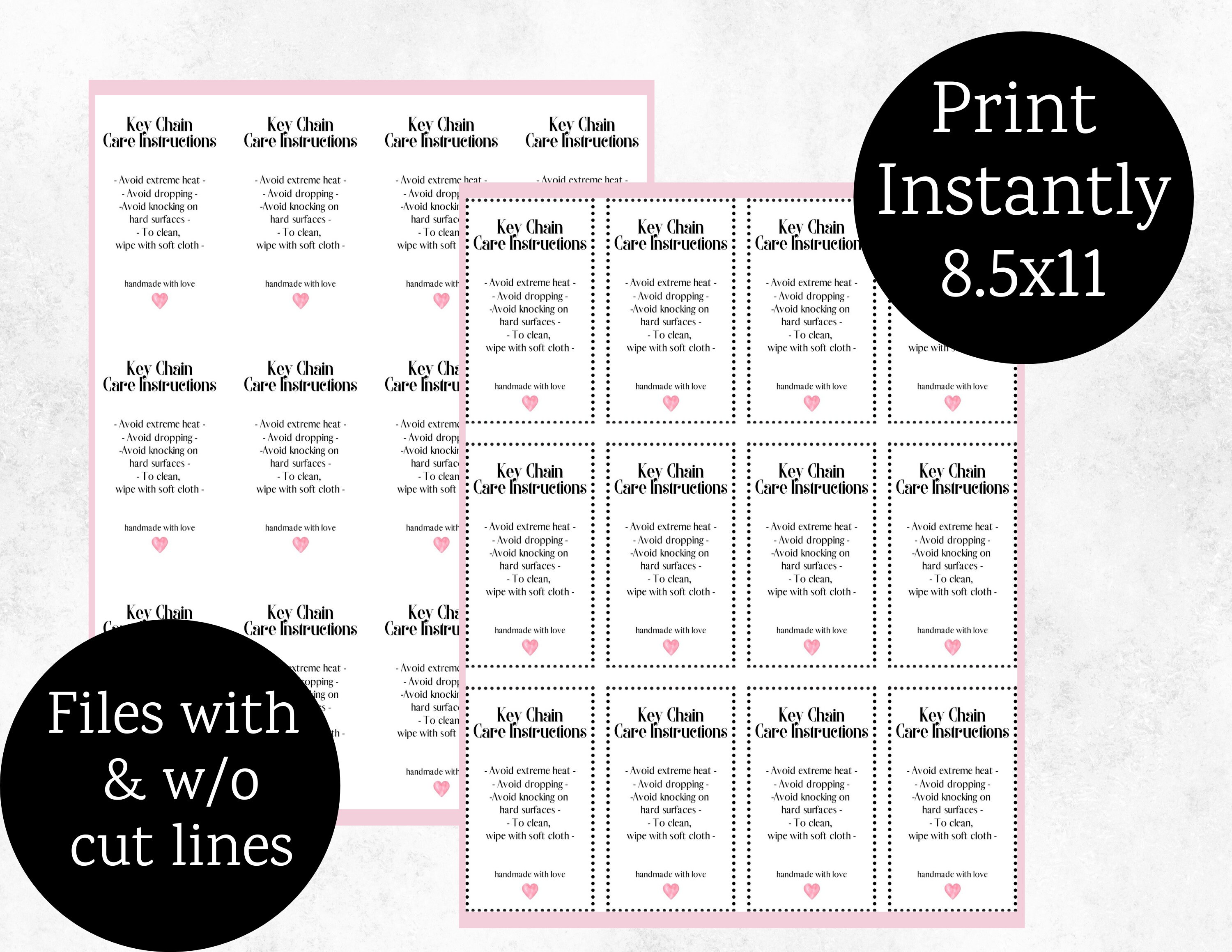 Printable Resin Key Chain Care Instruction Cards Key Chain Etsy Australia