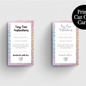 Printable Tray Care Instruction Cards, Ash Tray Care Instructions, Care Instructions Cards, Small Business Supplies, Instruction Card