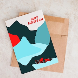 Tarjeta única para el Día del Padre, Tarjeta de Auto de Carreras para el Padre, Regalo para el Día del Padre, Tarjeta para Papá