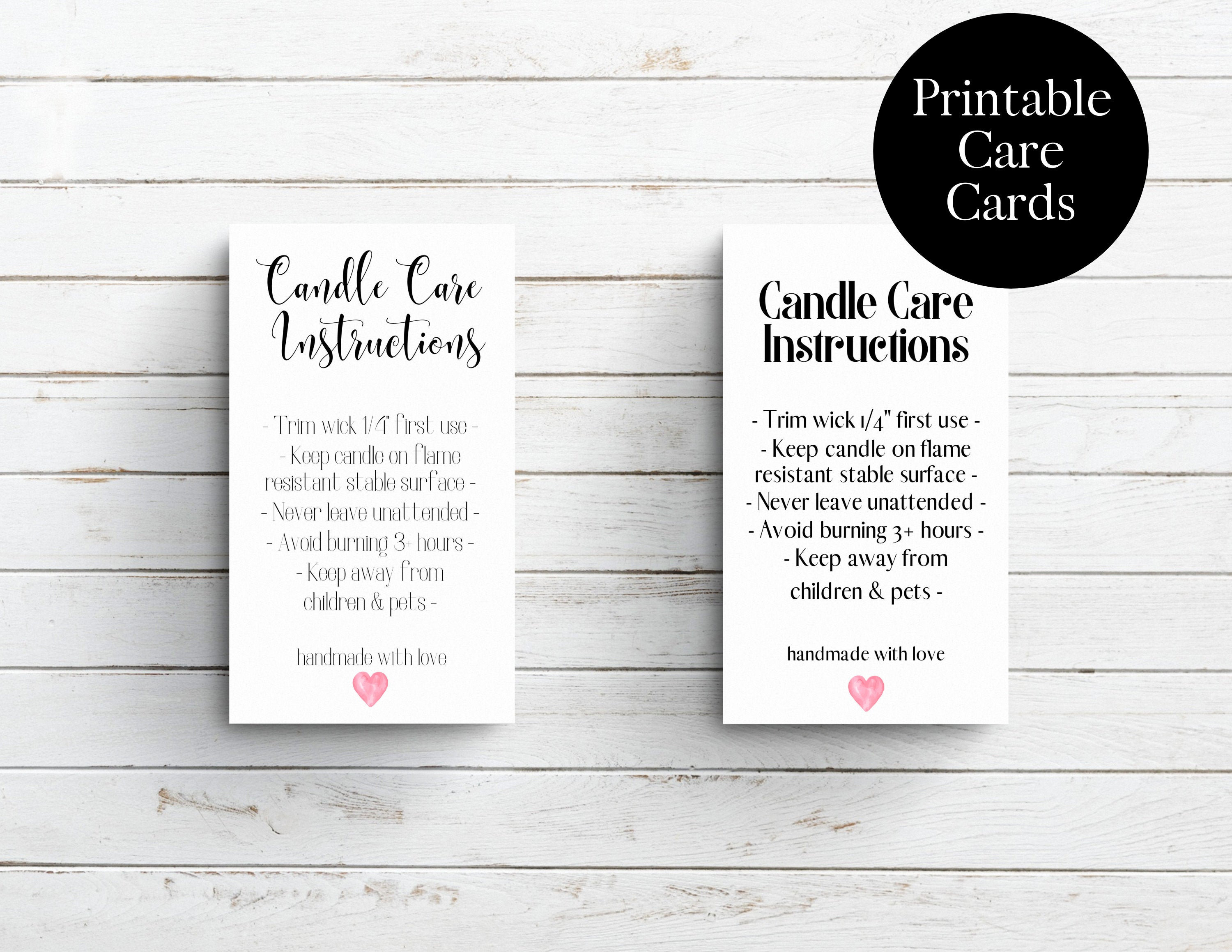 Free Printable Candle Care Instructions