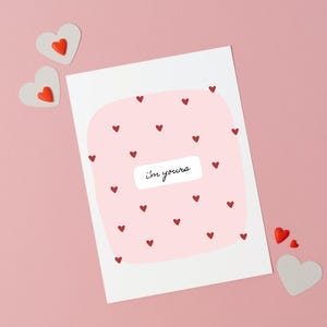 Soy tuyo, tarjeta de aniversario, corazones, tarjeta de felicitación, primer aniversario