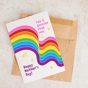Dos es mayor que uno, Dos mamás, Tarjeta del Día de la Madre, Tarjeta LGBTQ del Día de la Madre, Tarjeta para mamá, Orgullo