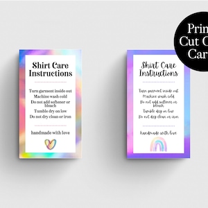 Afdrukbare instructiekaarten voor het onderhoud van het shirt (PNG, JPG, PDF)