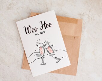 Woo Hoo You Two Card, Congratulations On Your Engagement, New Engagement Card, Wedding Card, Card For Wedding, Wedding Gift, Engagement