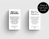 Printable Shirt Care Instruction Cards: Small Business Supplies (Digital Download)