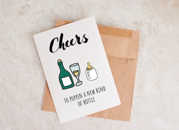 Funny Baby Shower Card: Poppin' Bottles New Parent Card