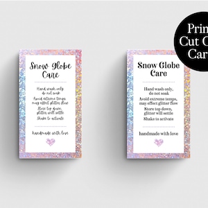 Snow Globe Glitter Care Card Instructions (Printable)